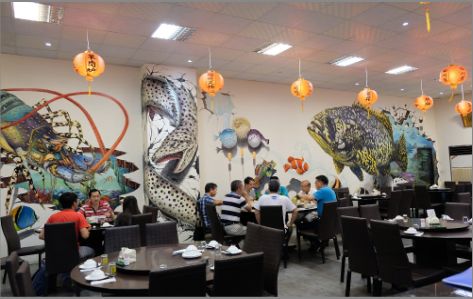 华宁海鲜餐厅墙体彩绘